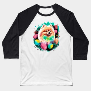 Pomeranian Easter Eggs Cute Dog Spring Painting Dog Lover Art Baseball T-Shirt